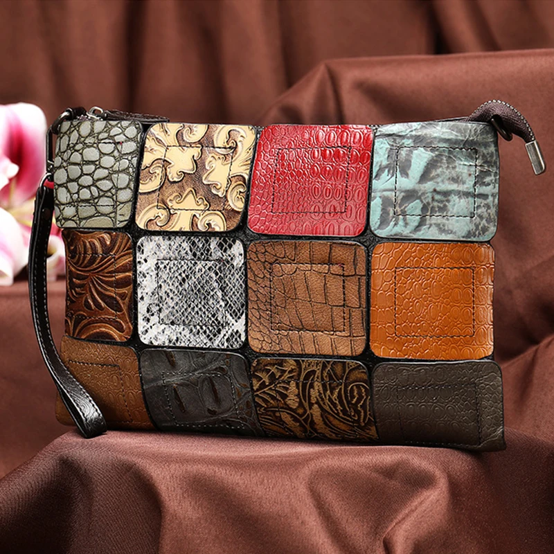 

New Fashion Woman Clutch Shoulder Bag Genuine Leather Hand Purse With Shoulder Strap Ladies Sling Wallet Clutches Bg Size