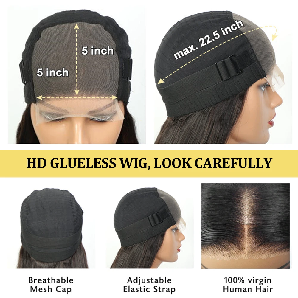 Glueless Human Hair Wigs Ombre Brown Wigs For Women Transparent HD 5X5 Lace Closure Wig Ready To Wear Double Drawn Wig Brazilian