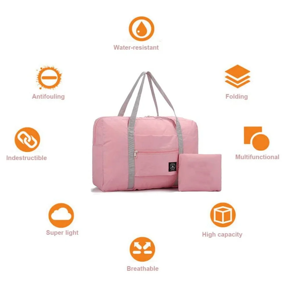 Customize Any Name Travel Bag Women Handbag Luggage Foldable Gadget Organizer Large Capacity Letter Pink Tote Travel Accessories