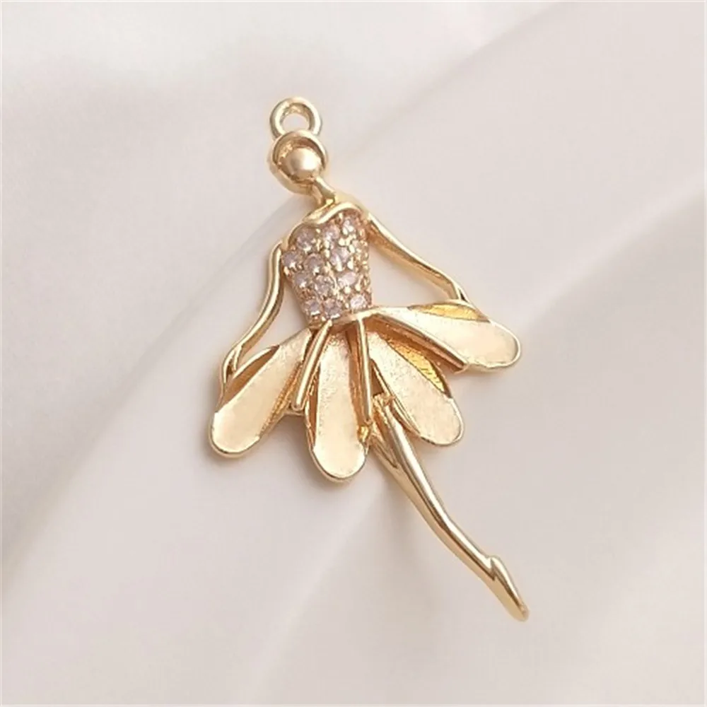 2020 korean small fresh chiffon summer new elastic elegant puffy school girl mini floral micro tutu tulle skirts women sexy kilt 14K Gold Micro Inlaid Zircon Dancing Girl Ballet Girl Pendant DIY Necklace Earrings Pendant Accessories K107