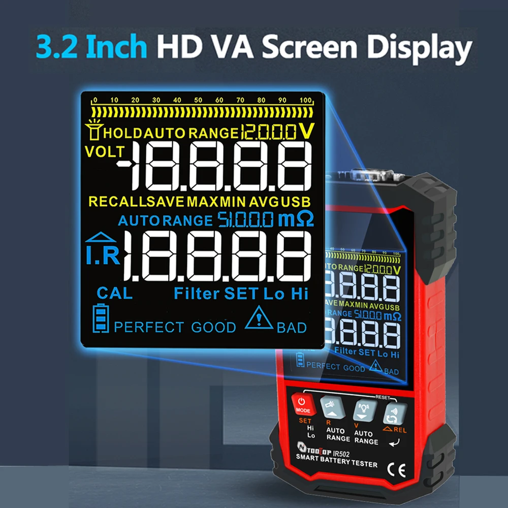 Resistance Tester TOOLTOP Lithium Battery Internal Resistance Tester