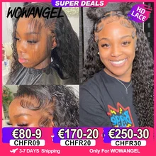 Wow Angel HD Lace Frontal Wigs 250% 13X6 Lace Front Wigs Water Wave HD Lace Closure Curly Wig Full Lace Human Hair Wig For Woman