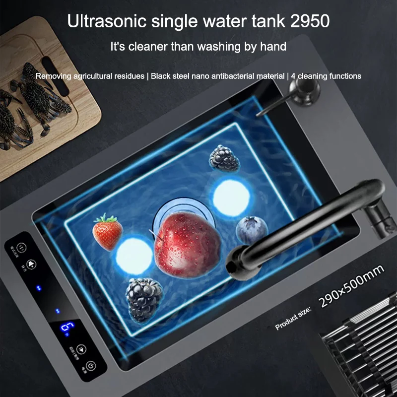 Kitchen Sink Stainless Steel Dishwashing Sink Ultrasonic Dishwasher Multifunctional Intelligent Net Washer For Kitchen