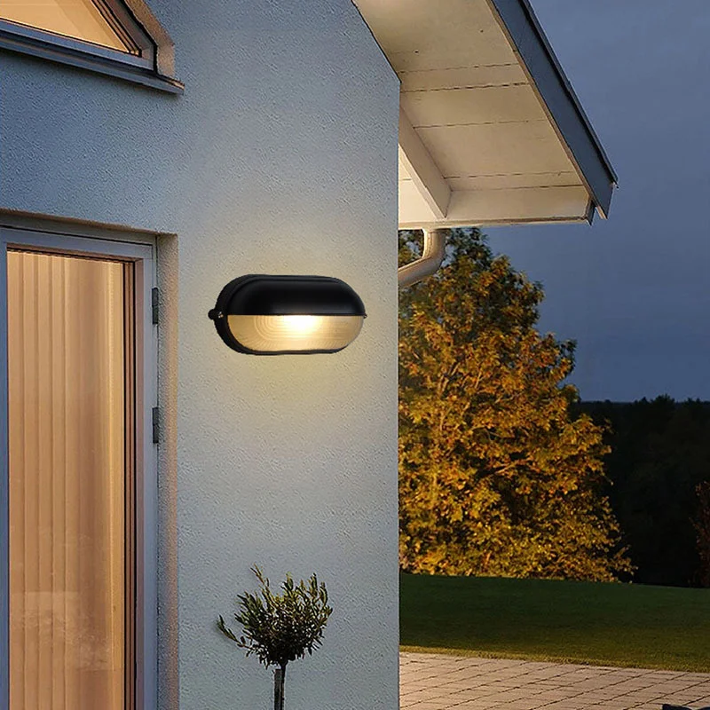 Retro E27 Industrial Wall Lights Outdoor Waterproof Exterior Glass Wall Lamp for Garden Yard Porch Corridor Vintage Oval Sconce