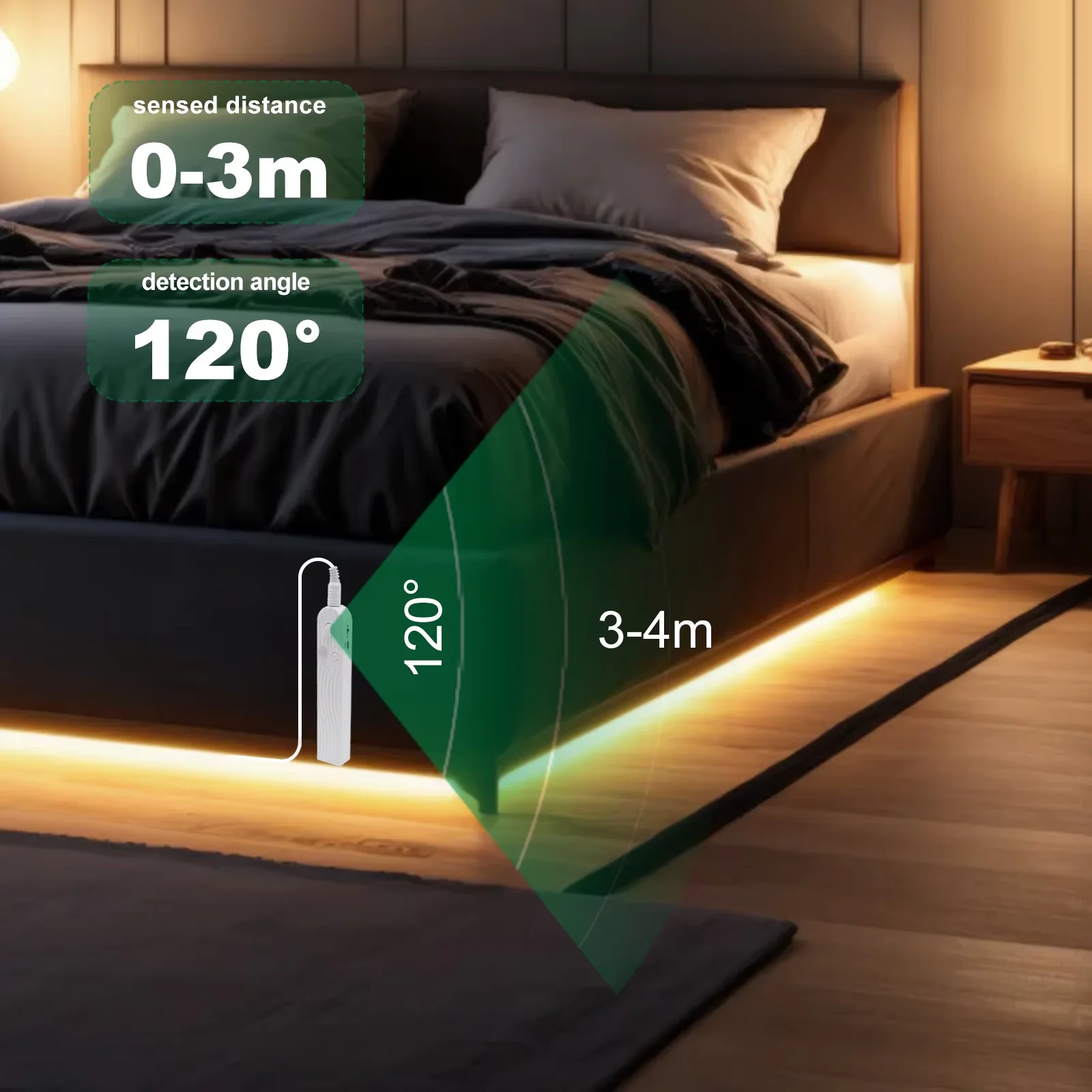 8 مللي متر COB LED قطاع 5 فولت مع محس حركة USB/بطا...