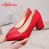 Aphixta 5cm Square Heels Patent Leather Red Pumps Shoes Woman Classics Pointed Toe Dress Official Pumps Party Plus Size 49 50 4