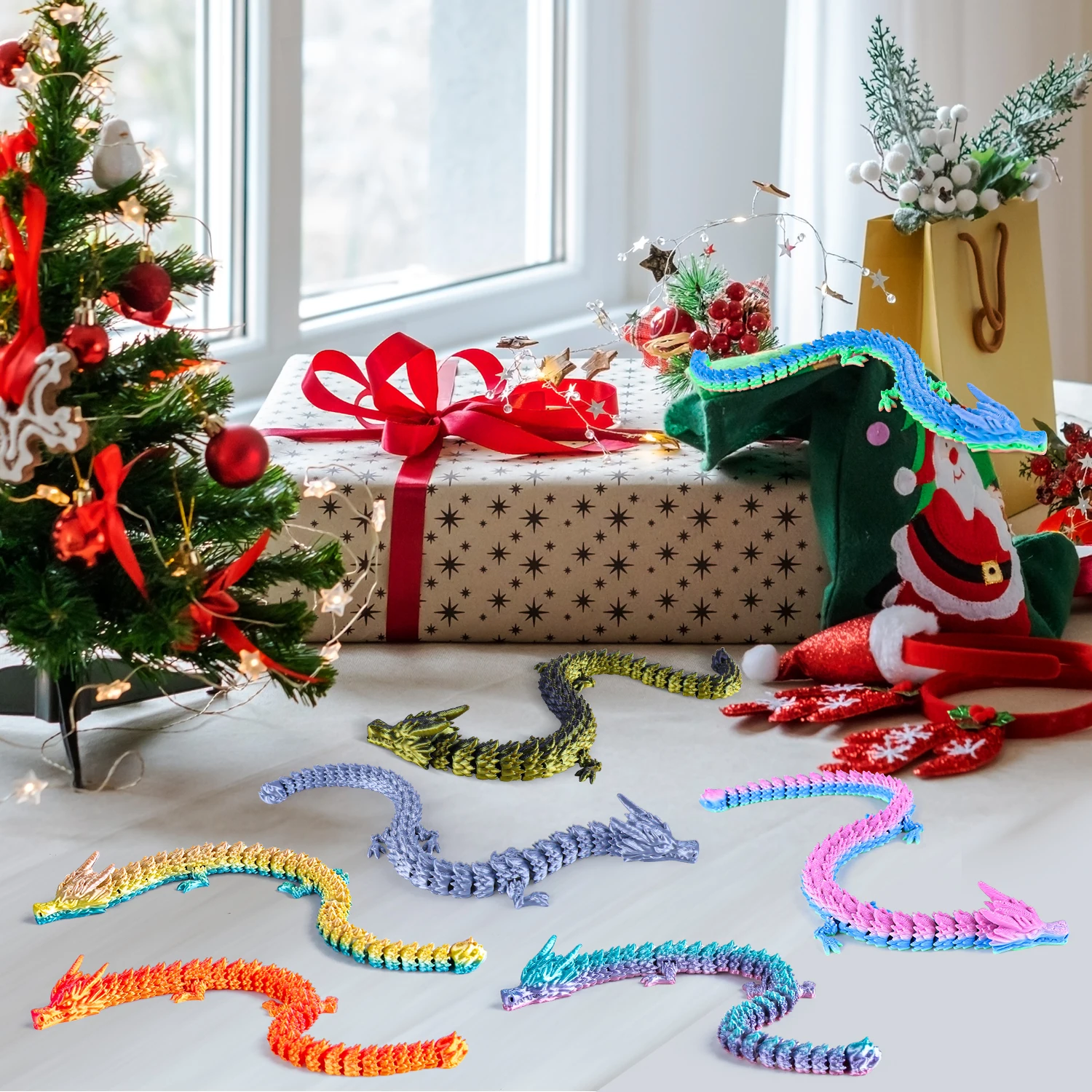 Vibrant 3D Dragon Toy with Articulated Joints - Fun Poseable Figure for Holiday Pranks and Novelty Gifts