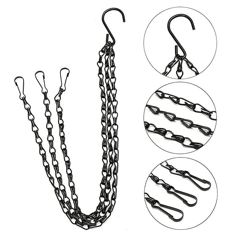 Lot De 6 Chaînes De Suspension Robustes - 50 Cm Noires à Utiliser Sur Des Pots De Fleurs, Des