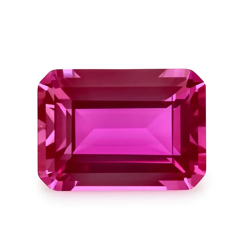 Precious Stones Pink Ruby Emerald Cut VVS Loose Gemstones Pass UV Test For Jewelry Making and Collection DIY Gem Beads