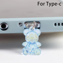 Kawaii Bear Acrylic Phone Dust Plug Charm - Dust Protection Stopper (For Type - c Blue)