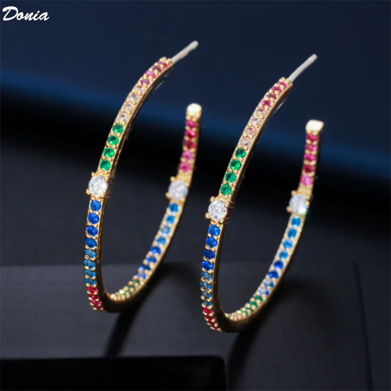 

Donia Jewelry New fashion earrings are full of AAA zircon exaggerated big ear rings S925 earrings luxury C earrings