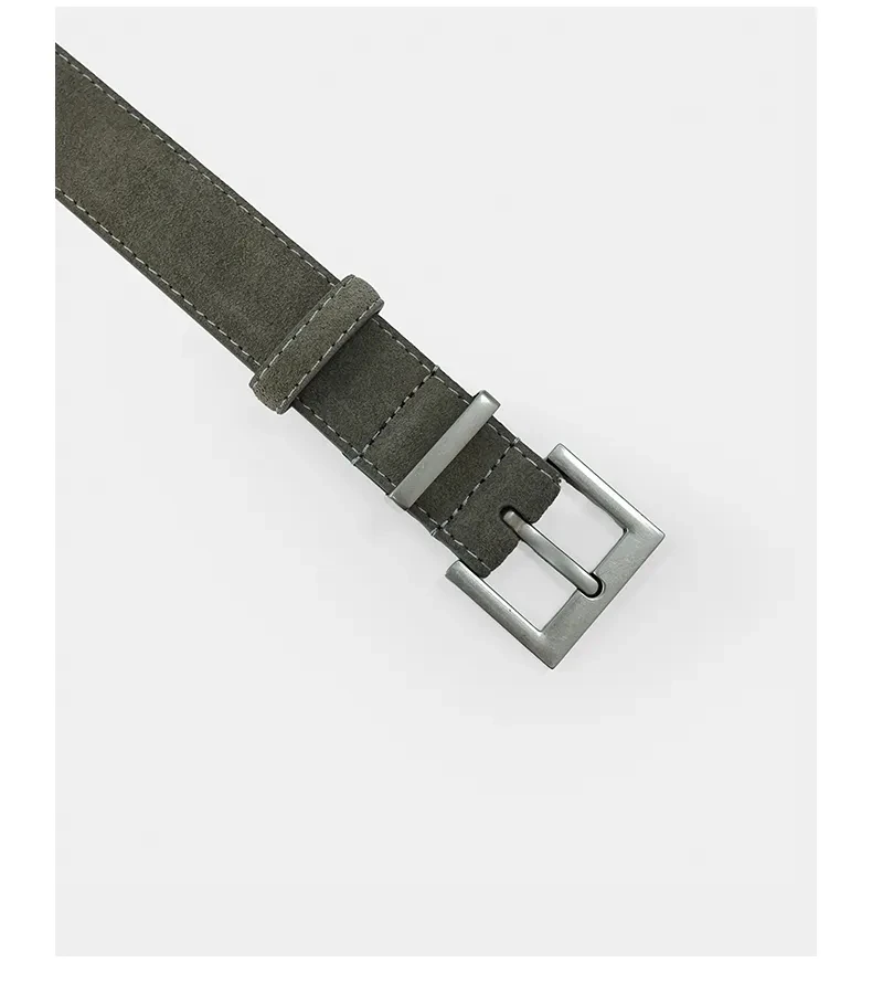 Elegant Suede Leather Women's Belt with Square Alloy Buckle