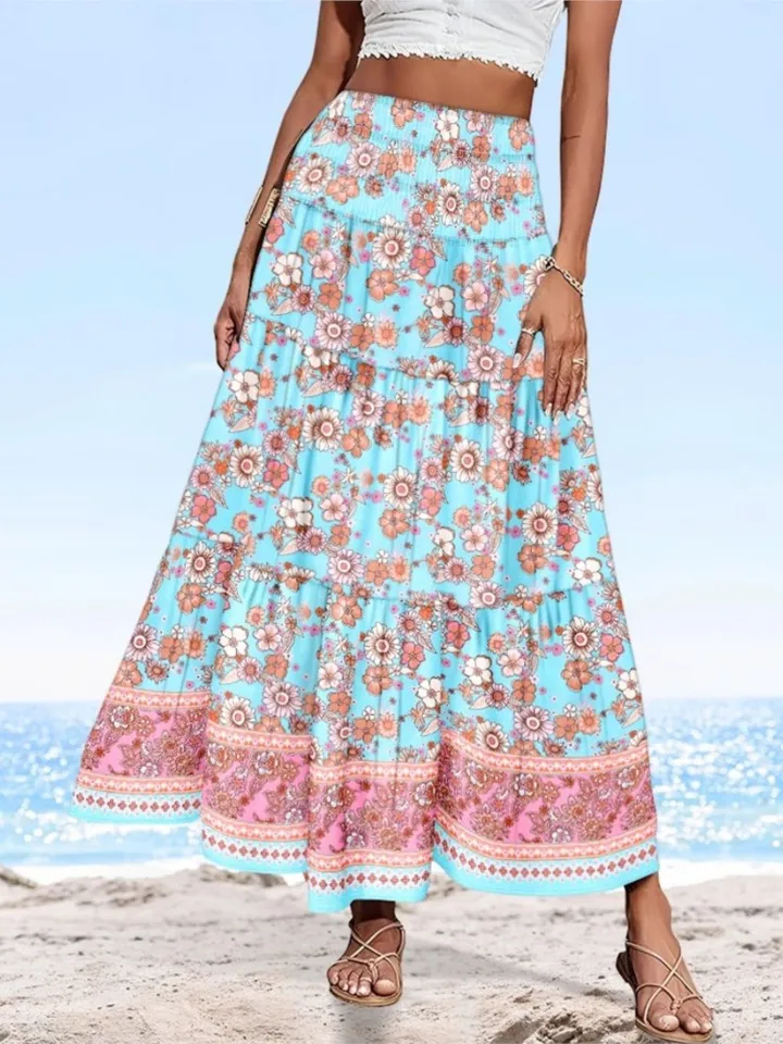 Jupe East 5th Taille 8 – Cercle Fleurie Hawaïenne, Au-dessus Du Genou, Bleue