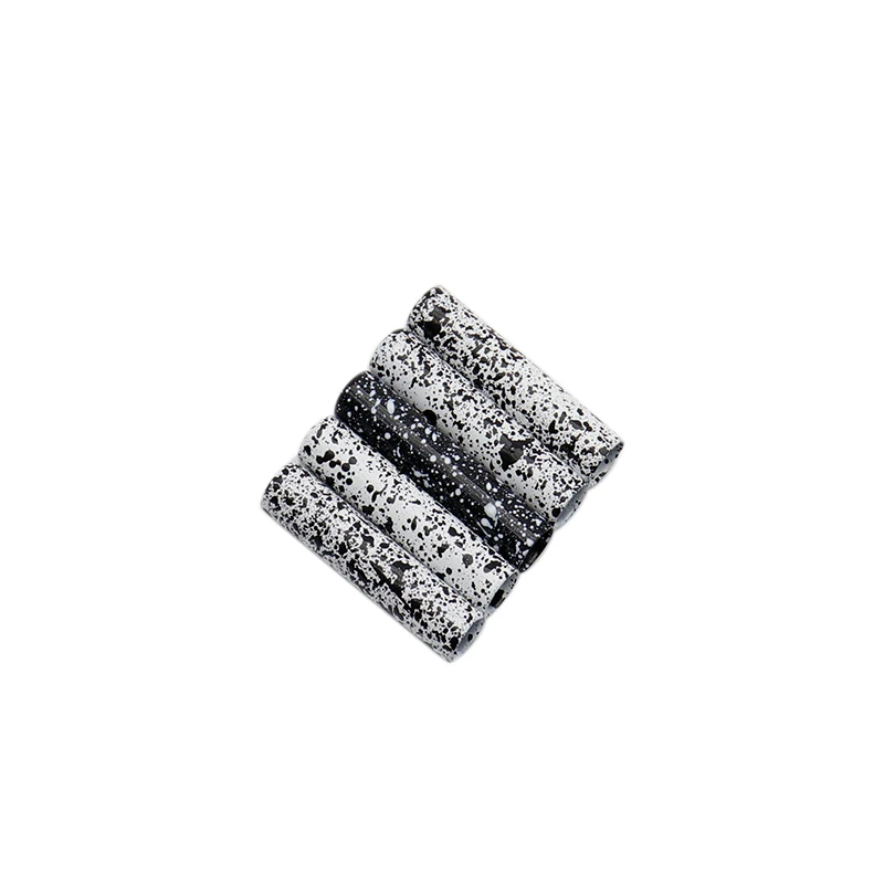 Coolstring 4.6*20mm Speckle Rope End White/Black Ink Dots Shoelace Tip Canvas Snkeaker Boot Cord Head Replacement Easy Installed