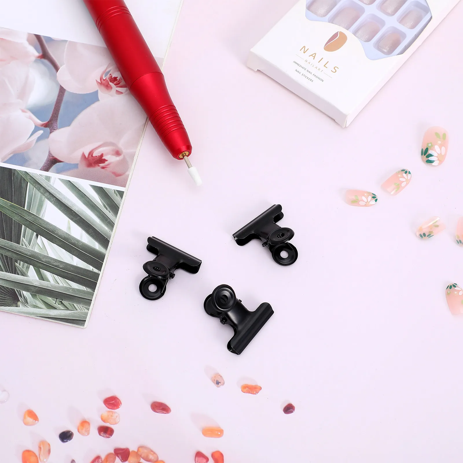 10Pcs 플라스틱 모양 클립 금속 그립 스테인레스 스틸 티켓 클립 사무실 홈 문서 빌 노트 종이 클램프 문구 용품