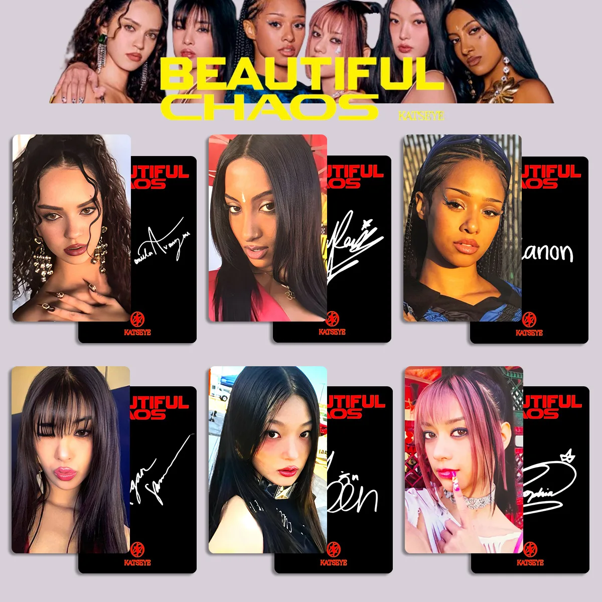 Kpop KATSEYE Album BEAUTIFUL CHAOS Card Double Sides Printing LOMO