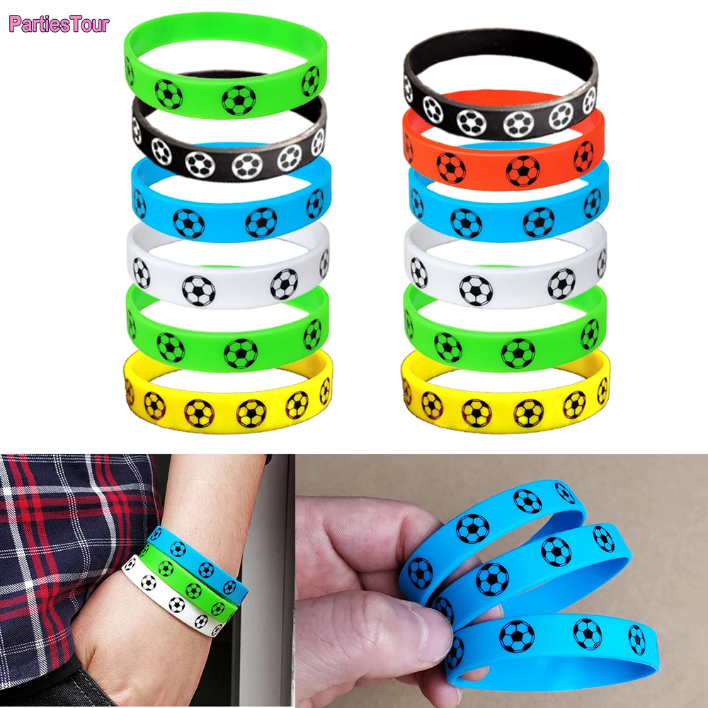 

Football Soccer Wristband Bracelet bangle Soccer Party rubber Bracelet Sport Boy soccer theme Birthday Party Supplies favors toy