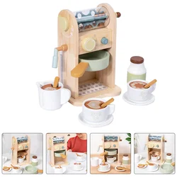 Wooden Coffee Maker Machine Playset Role Play Kitchen Coffee Machine Playset Toy Pretend Play Toys For Kids