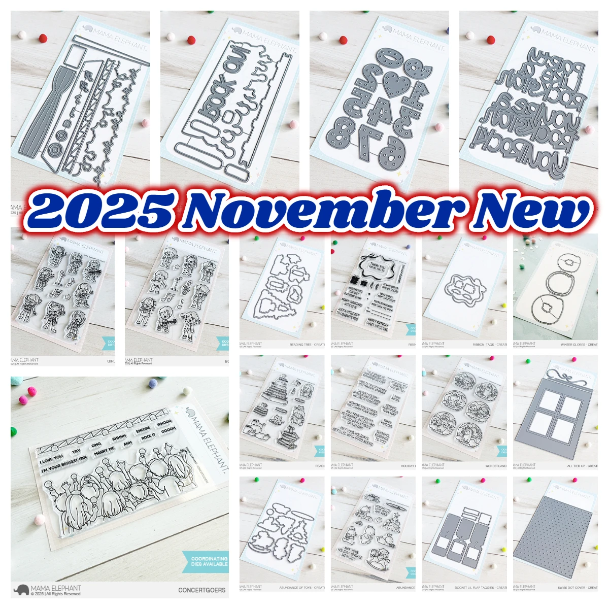 11월 코끼리 스탬프 다이 DIY 스크랩북 새해 명절 인사 카드 콘서트 관객 무..