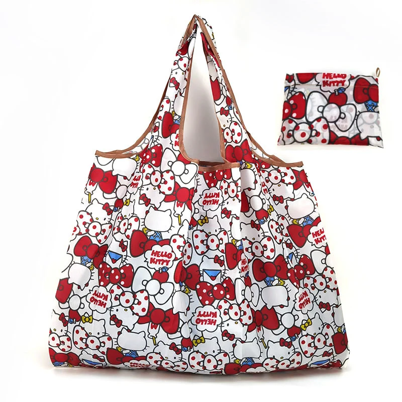 Sanrio Hello Kitty Portable Foldable Tote Bag Waterproof Shopping Baglarge Reusable Environmentally Friendly Shopping Bag