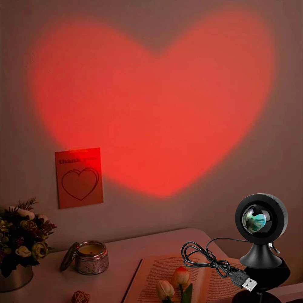Sunset Light Love Projector Night Light Sunset Projection LED Desk Lamp Bedroom Atmosphere Rainbow Light Decorative Light 5