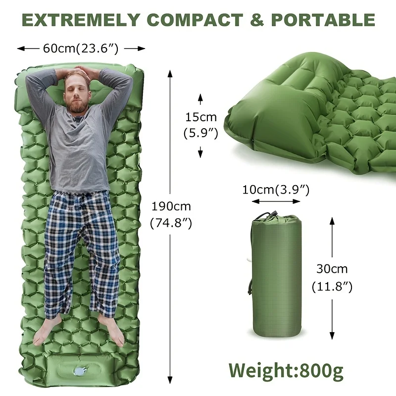 

Inflatable Cushion Comfortably Sleep Outdoors with This Inflatable Camping Mat Pillow Set - Perfect for Camping & Travel!