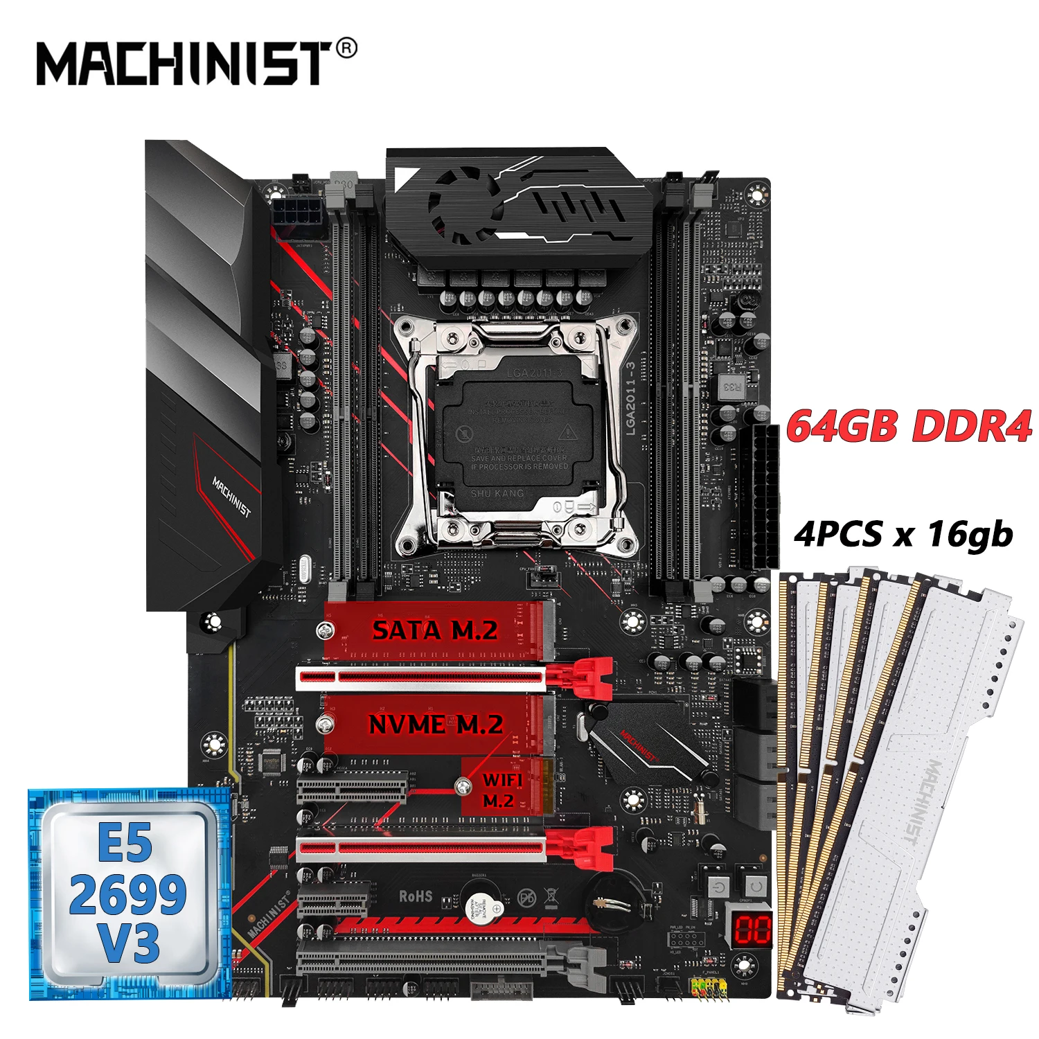 MACHINIST Conjunto De Placa Base X99 ATX Combo De Memoria RAM De 64GB machinist-conjunto-de-placa-base-x99-atx-combo-de-memoria-ram-de-64gb