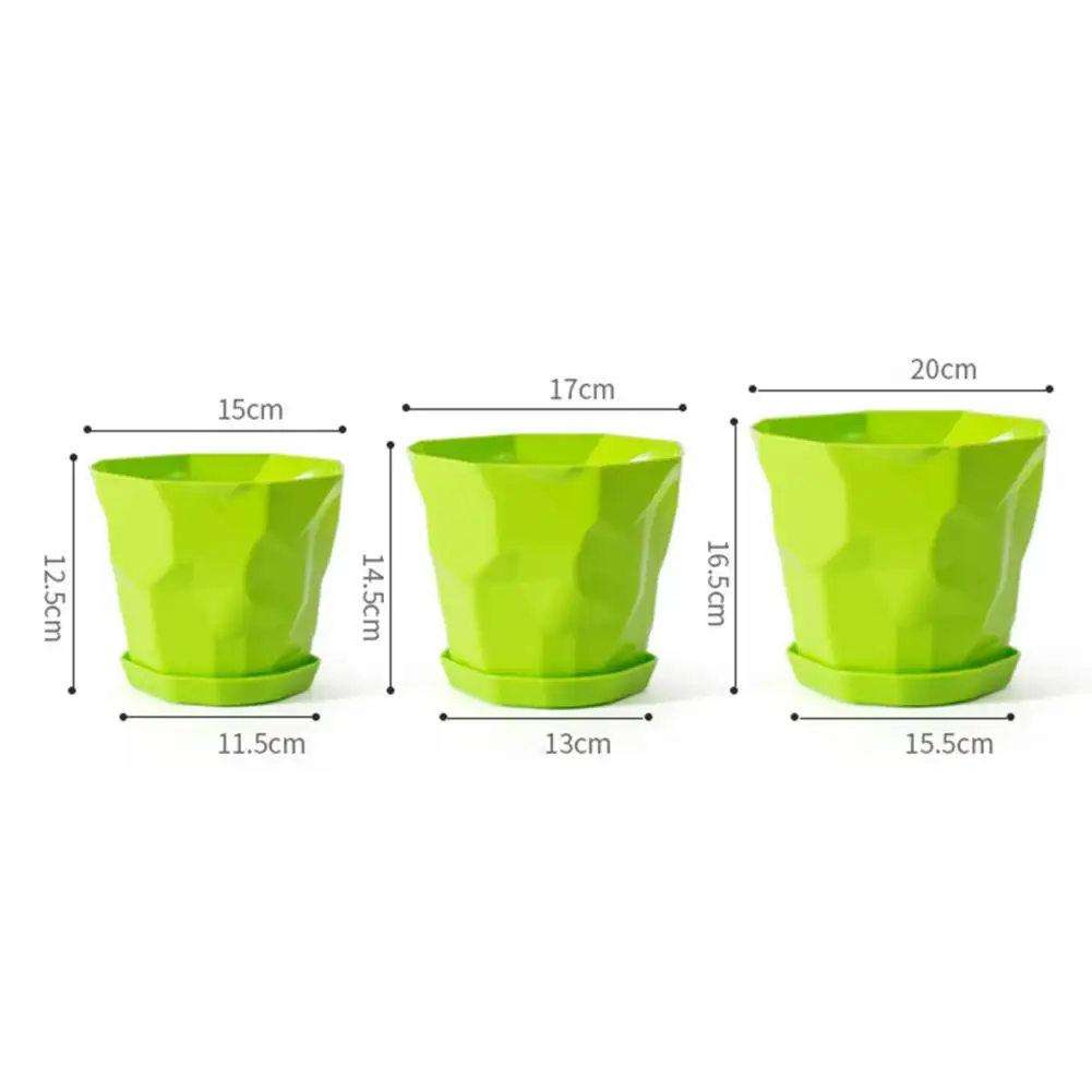 Flowerpot Durable Stable Decorative Breathable Succulents Nursery Garden Planter with Tray for Home - 6