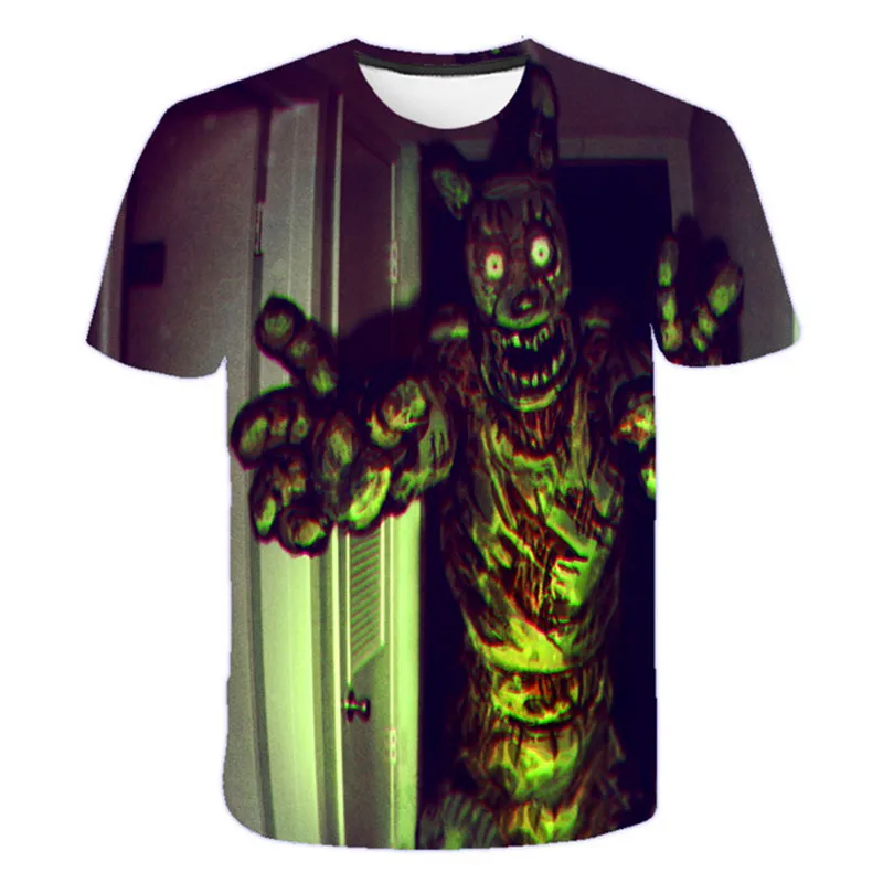 Horror game Five night freddy 3d picture print T shirts kid summer new style fashion loose short sleeve T shirts custom tee shirts