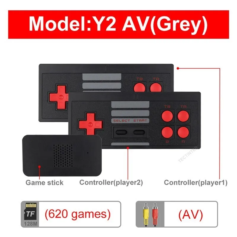 USB Wireless Handheld TV Video Game Console Build In 1800 Classic 8 Bit Game mini Console Dual Gamepad HDMI-compatible Output 