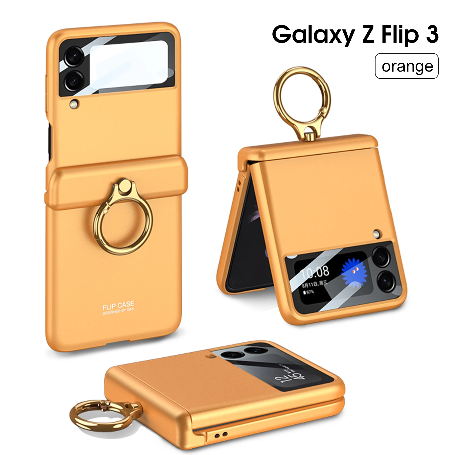 galaxy z flip3 5g case For Samsung Galaxy Z Flip 3 5G Case Luxury Magnetic Hinge All-included Finger Ring Stand Matte Hard Cover For Galaxy Z Flip3 5G samsung flip3 case