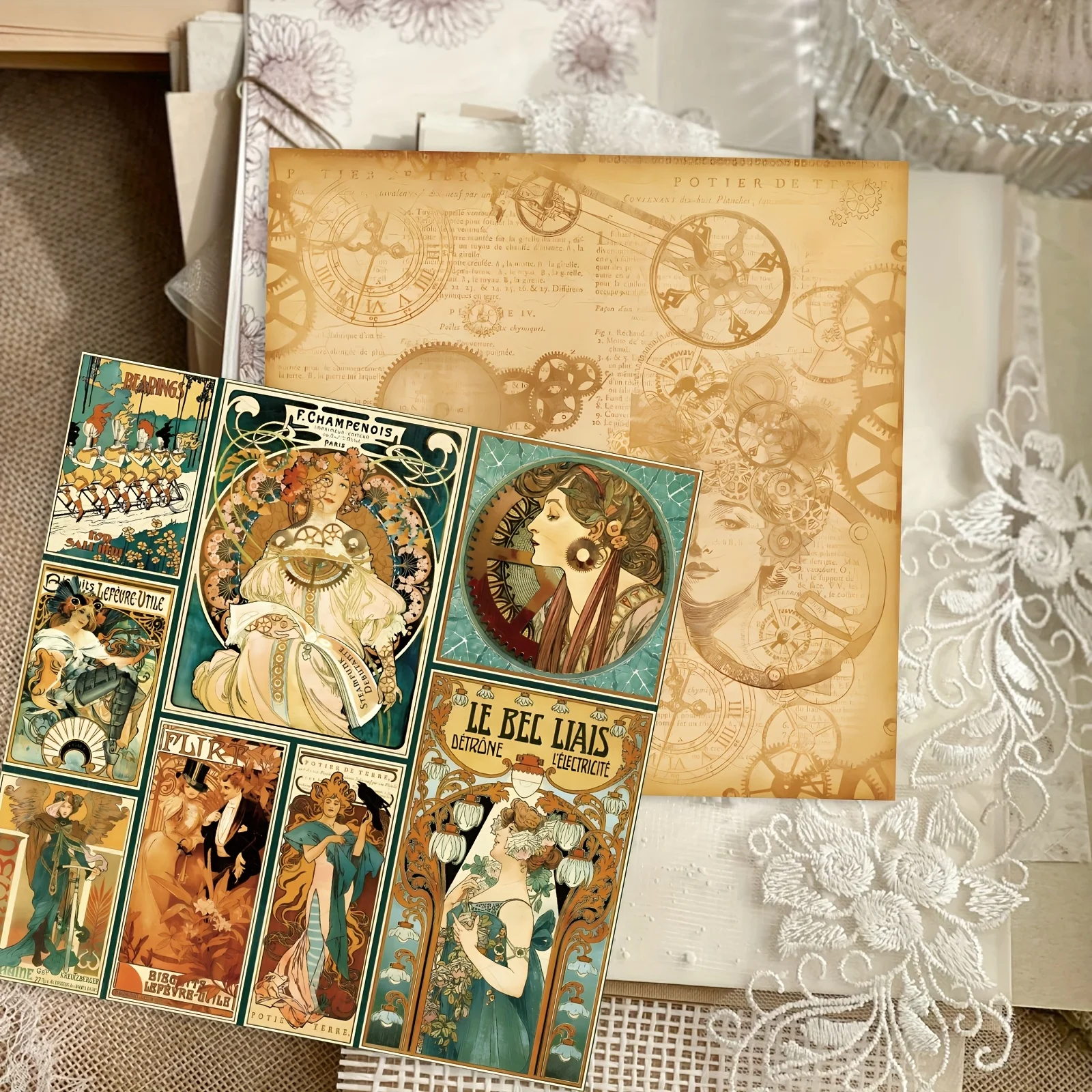 Steampunk Theme Scrapbook Paper Art and Craft Pattern Paper for DIY Crafts Diary Photo Album And Card Making 12 Sheets