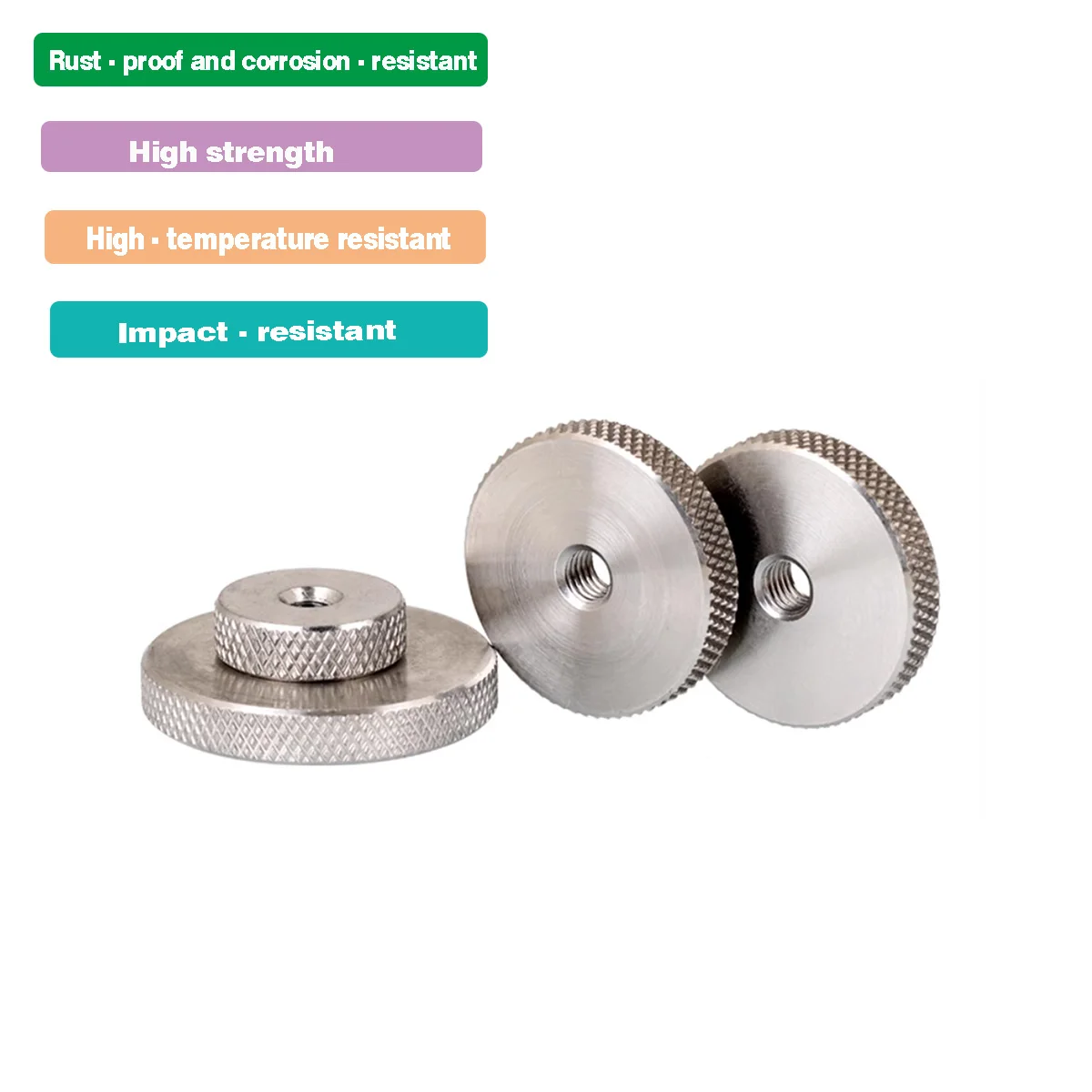 M3 M4 M5 M6 M8 M10 M12 304 Stainless Steel Flat Knurled Nut Thin Hand Screwed Nut Knurled Round Thickness3.5/4/5/6mm