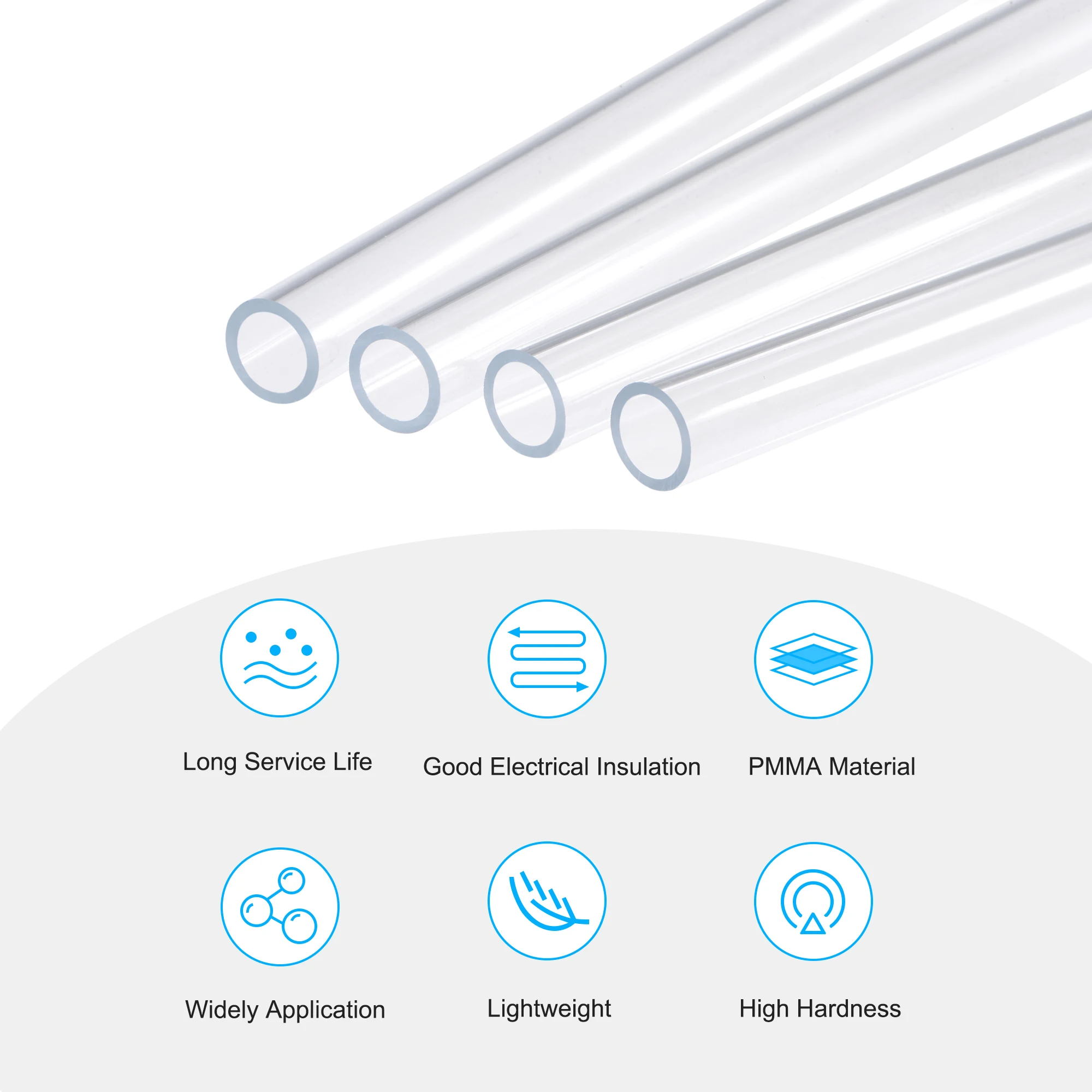 Tubo Acrilico Rigido Trasparente 6x8 Mm - 4 Pezzi Da 30 Cm Per Progetti Fai Da Te - Foto 8