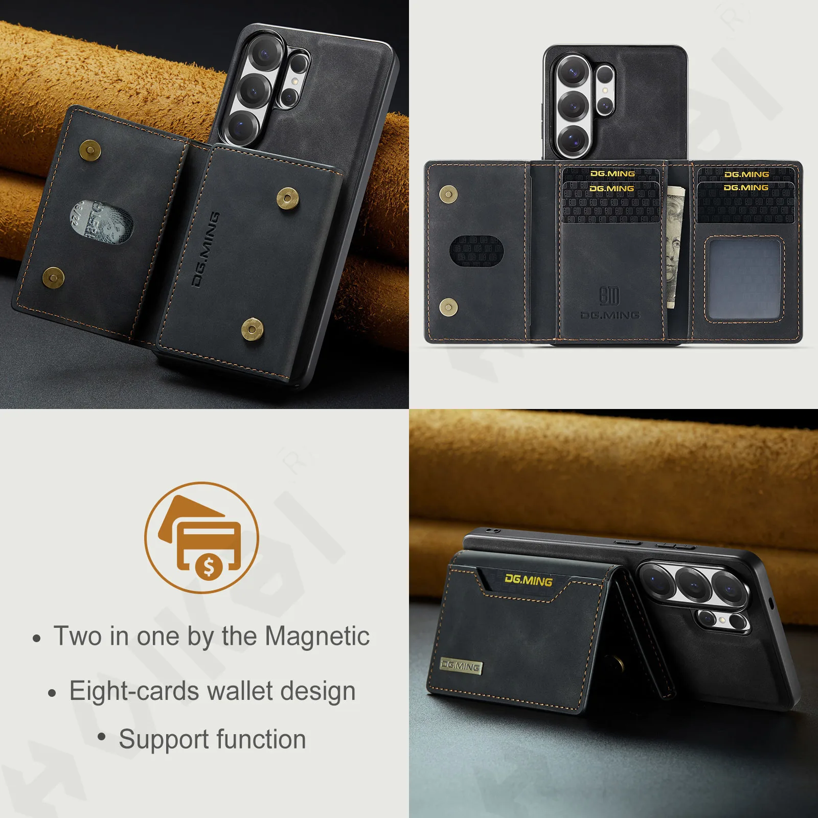 Premium Faux Leather Flip Case with RFID Protection and Magnetic Card Holder