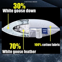 NEW 100% White Goose Down Triple Layer Pillow Cotton Shell Custom Size Cushion Feather Core Use All Season 2