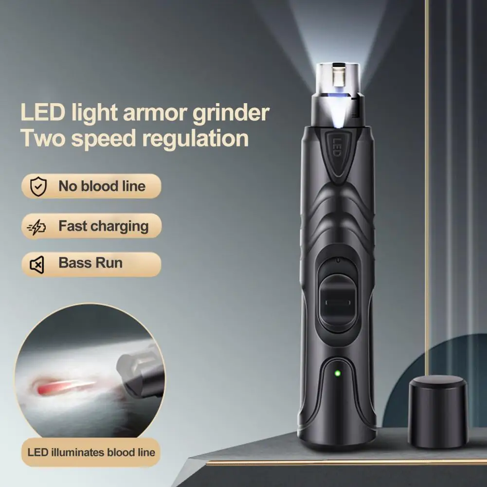 Electric Pet Nail Grinder Dog Nail Clippers Quiet Powerful Adjustable Speeds Electric Trimmer With LED Lights Dog Supplies
