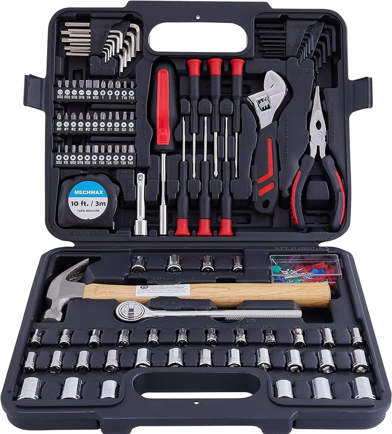 

Home Repair Tool Set 149 Piece with Tool Box Storage Case, for Household, Garage, Car, Apartment, Office, Dorm, New House, Back