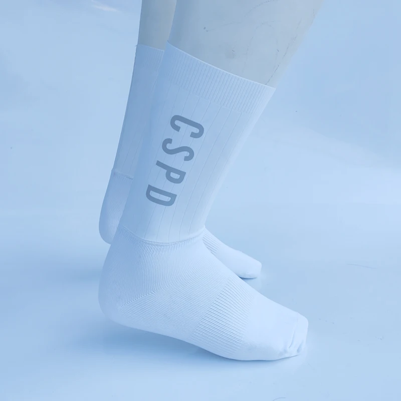 

Gicaer Anti Slip Silicone Aero Socks Reflective Cycling Socks Men White Bicycle Sport Running Bike Socks