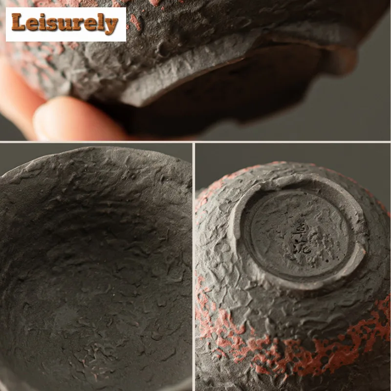 Old Rock Mud Coarse Pottery Teacup Retro Tea Bowl Jug Tea-tasting Meditation Cup Chazhan Master Cups Teaset Supplies Ornaments