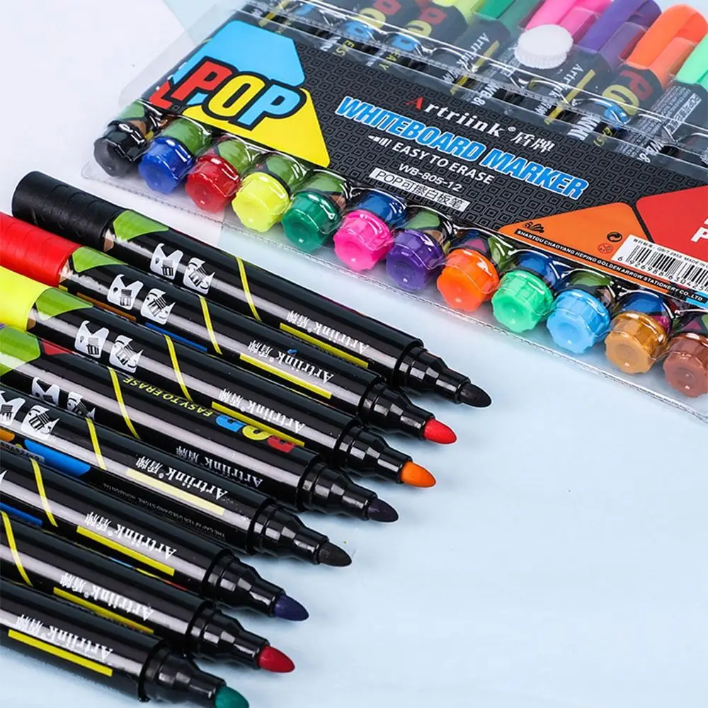 8/12색 화이트보드 마커 세트, 지울 수 있고 리필 가능한 화이트보드 마커, 낙서 보드용 분필
