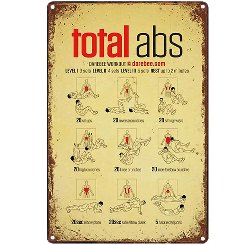 Design Retrò Total Abs Sports Tin Metal Signs Wall Art |