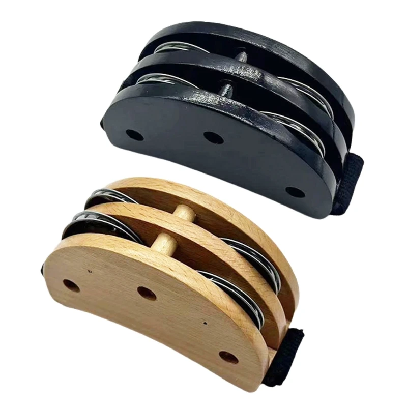 Foot Tambourine with Steel Bells Percussion Shakers Foot Tapping Tambourine A52F