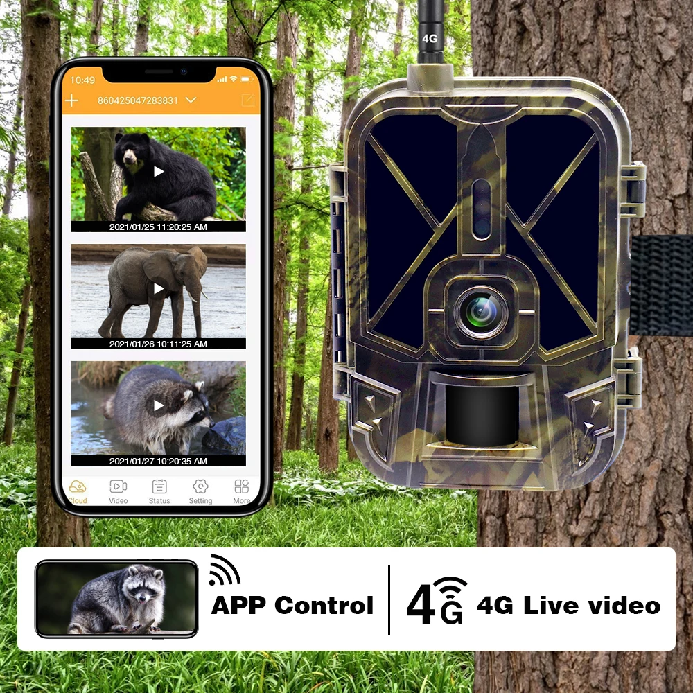 4K Live Stream Media APP Clould Service   Hunting Trail Camera 4G 30MP Night Vision Photo Traps Cam HC940PRO