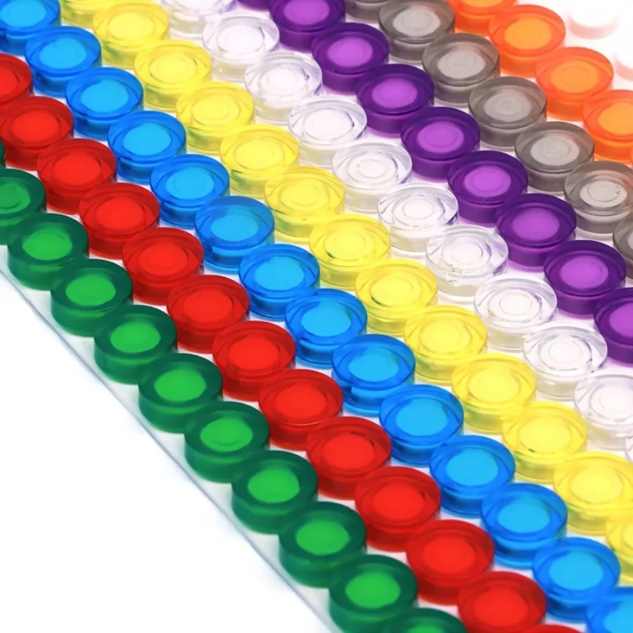 200PCS 투명 컬러 플랫 타일 1x1 도트 라운드 벽돌 35381 98138 MOC DIY 빌딩 블록 부품 어린이 장난감