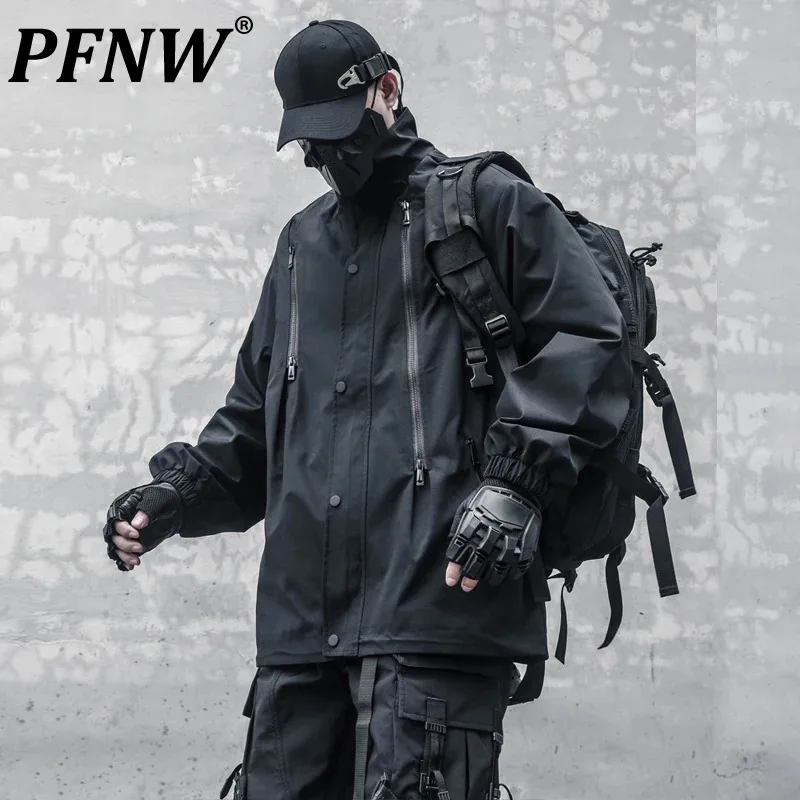 

PFNW Chic Deconstructed Design Autumn New Stand Collar Fashion Brand Zipper Outdoor Jacket Men's Darkwear Tactical Coat 12Z6306