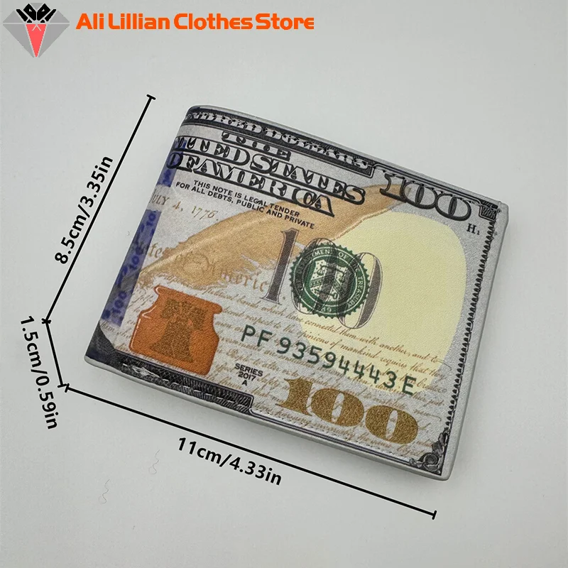 Men's Wallets With 100 US Dollar Pattern Funny Wallet For Boys Kids PU Leather Money Bag Gift Teens Students Purse Monederos - 6