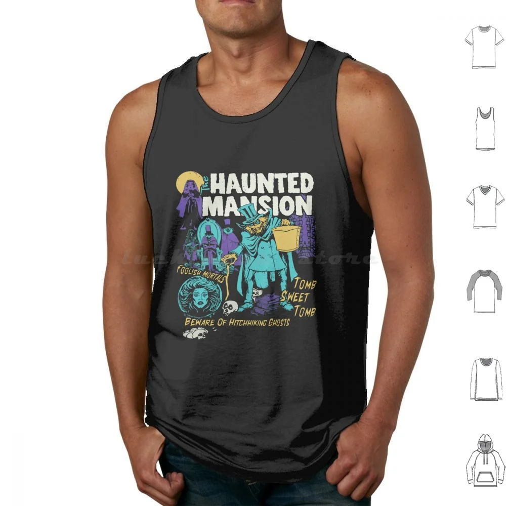 Vintage Retro The Haunted Mansion Ghost Halloween Spettrale Mese Spooky Season Canotte Gilet Senza Maniche World Spooky Month