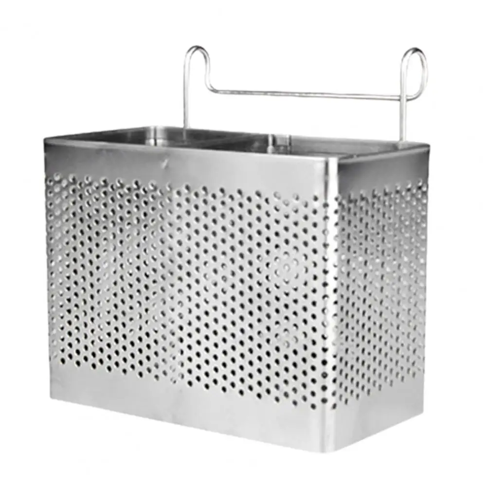 Tableware Drainer Chopsticks Holder with Hanging Hooks Space-Saving Stainless Steel for Kitchen