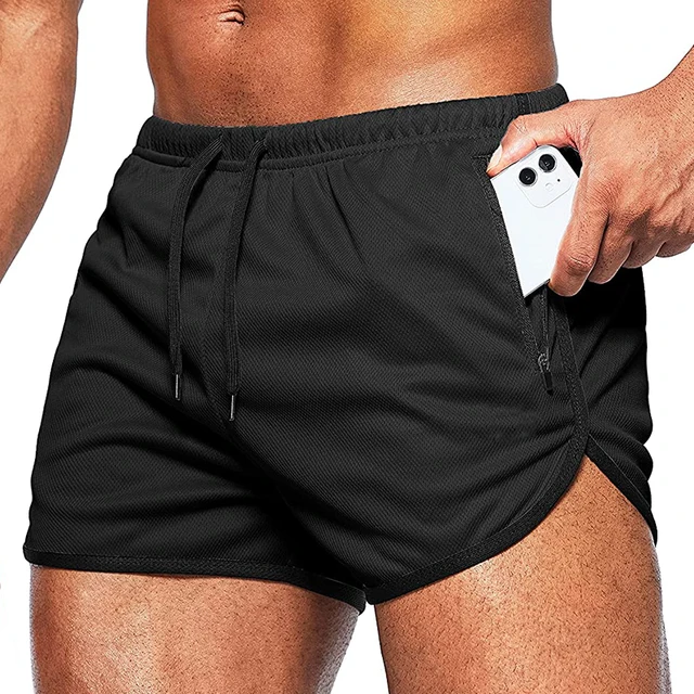 Running Shorts Gym Men Fitness Quick Dry Slim Fit Casual Beach Light Sports Shorts Male Basketball Training Jogger Short Pants Black